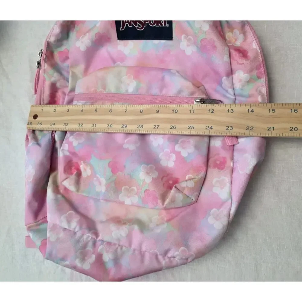 Jansport The Big Student Backpack Pink Floral School Book Bag 6 Zippered Compart